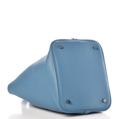 Hermes Taurillon Clemence Picotin 22 MM Blue Jean 4 of 13