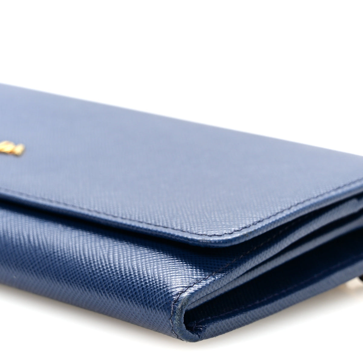 Prada Saffiano Metal Oro Chain Wallet Bleuette 10 of 10