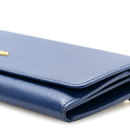 Prada Saffiano Metal Oro Chain Wallet Bleuette 10 of 10
