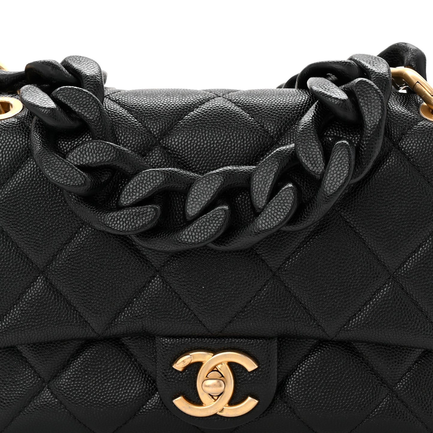 Caviar Quilted Small Funky Match Flap Black