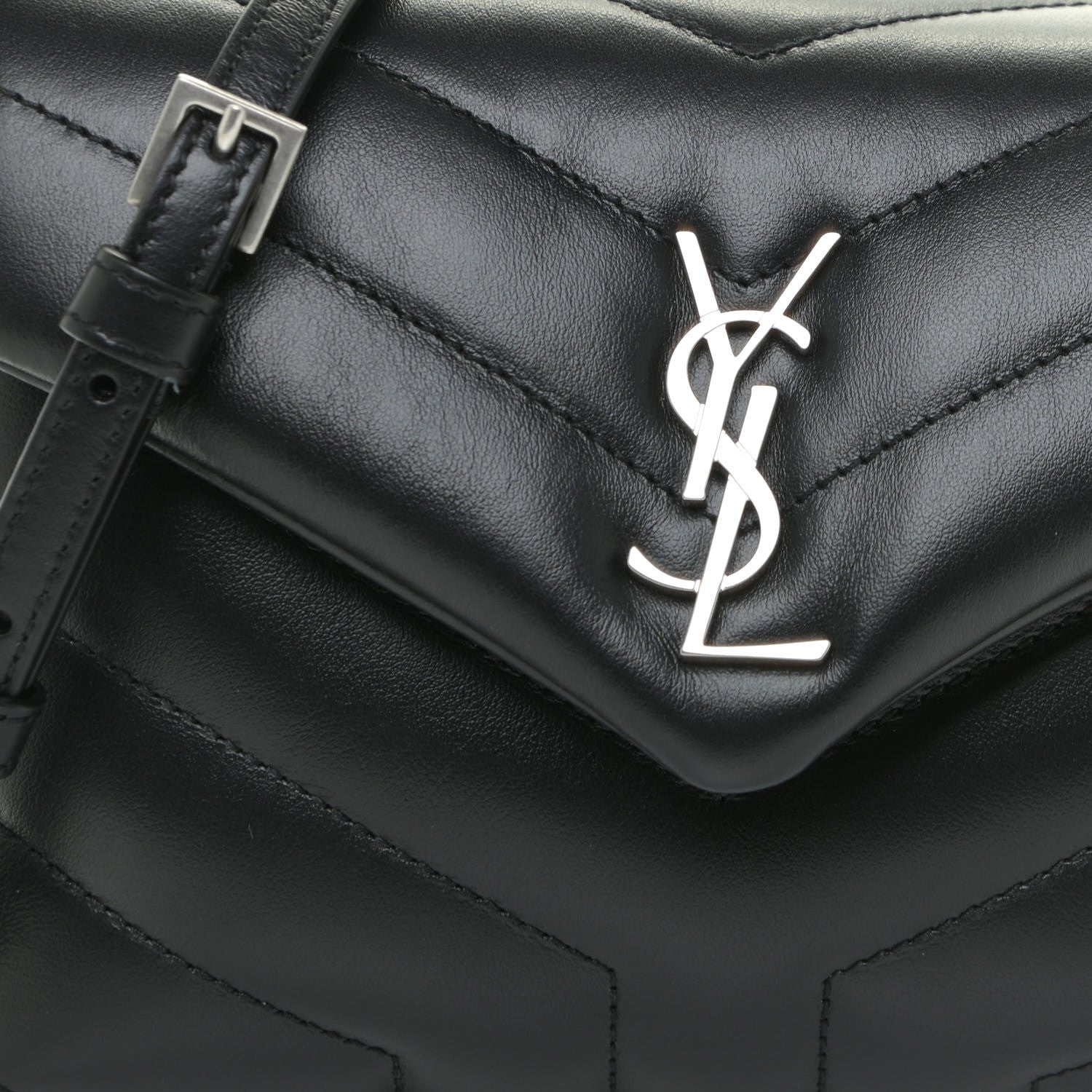 Saint Laurent Calfskin Y Quilted Monogram Toy Loulou Crossbody Bag Black 8 of 11