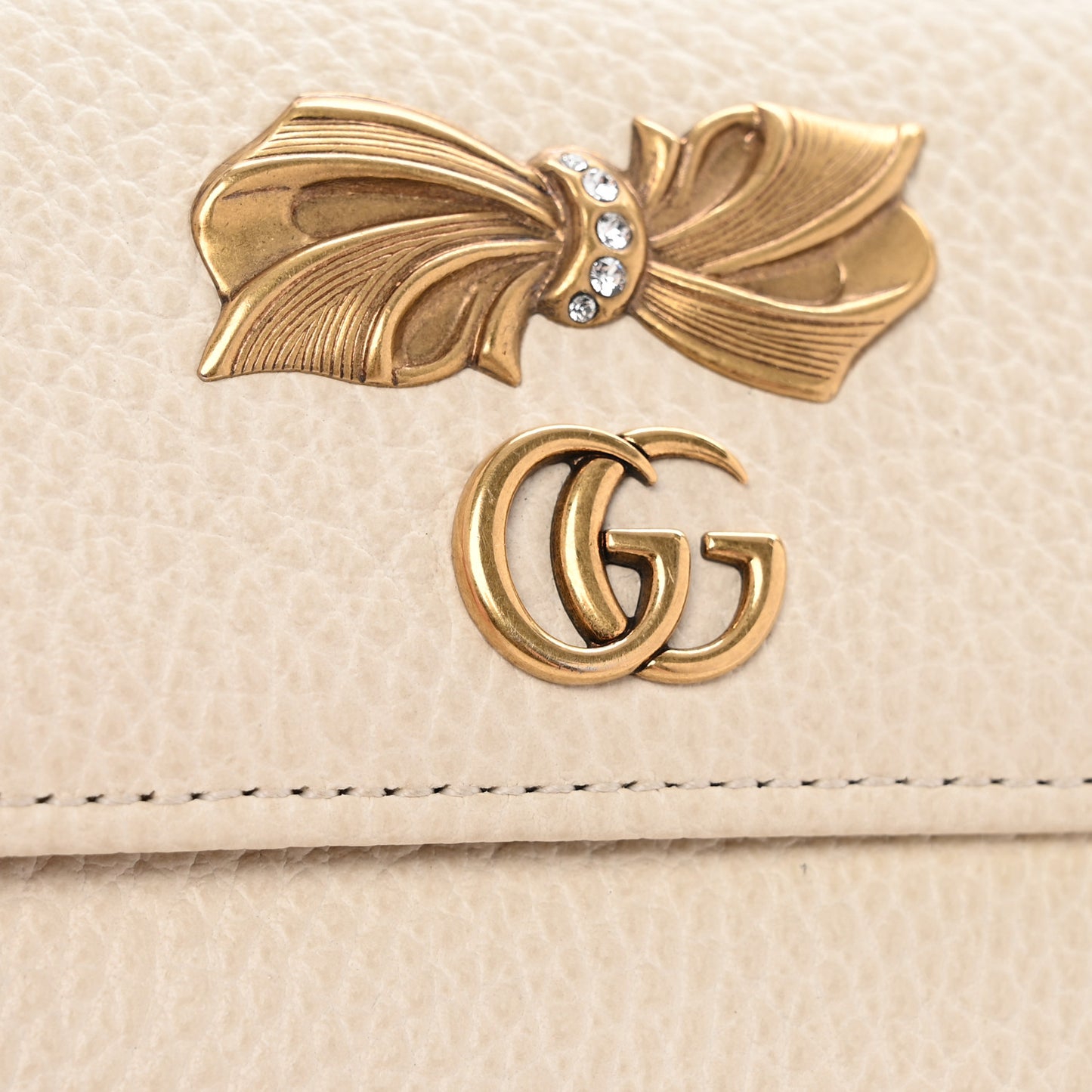 Calfskin GG Marmont Bow Wallet White