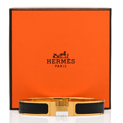 Hermes Matte Enamel Narrow Clic Clac HH Bracelet T6 Black 4 of 4