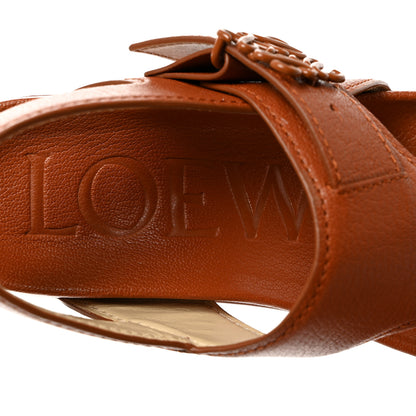 Loewe Calfskin Medallion Buckle Ease 90mm Flatform Sandal 36 Mahogany 8 of 9