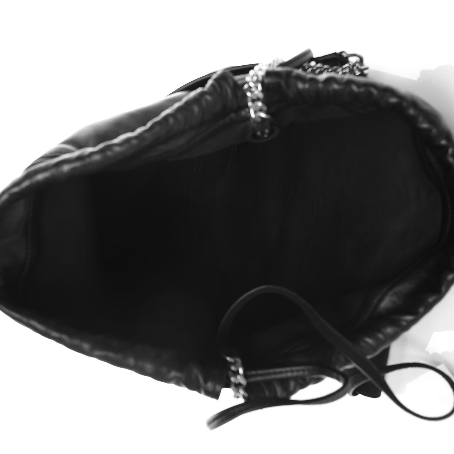 Lambskin Teddy Drawstring Bag Black