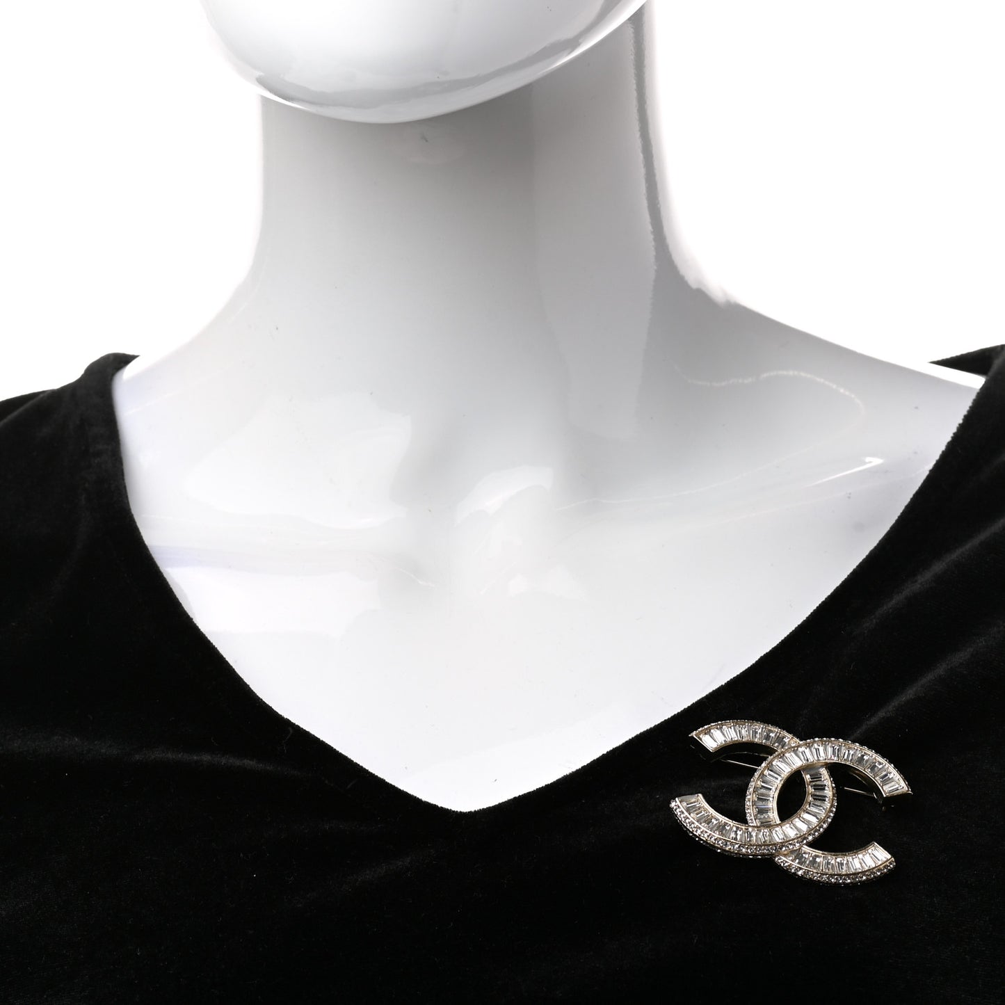 Baguette Crystal CC Brooch Gold