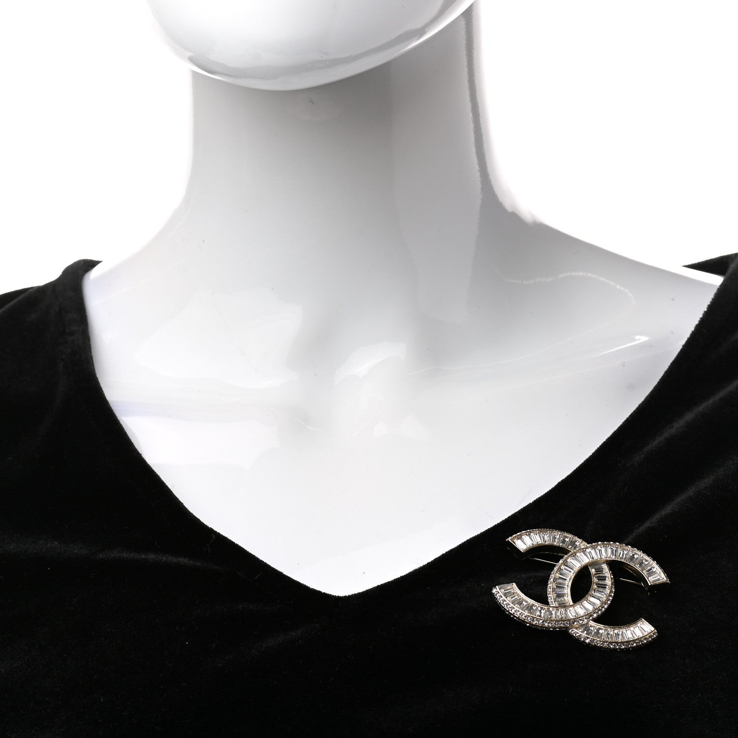 Chanel Baguette Crystal CC Brooch Gold 2 of 4