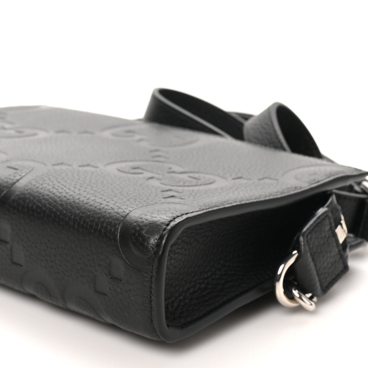 Gucci Monogram Jumbo GG Textured Dollar Calfskin Crossbody Bag Black 9 of 9