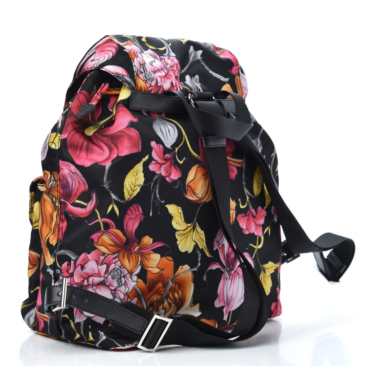 Tessuto Nylon Floral Print Medium Backpack Black
