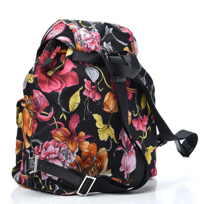 Prada Tessuto Nylon Floral Print Medium Backpack Black 2 of 10