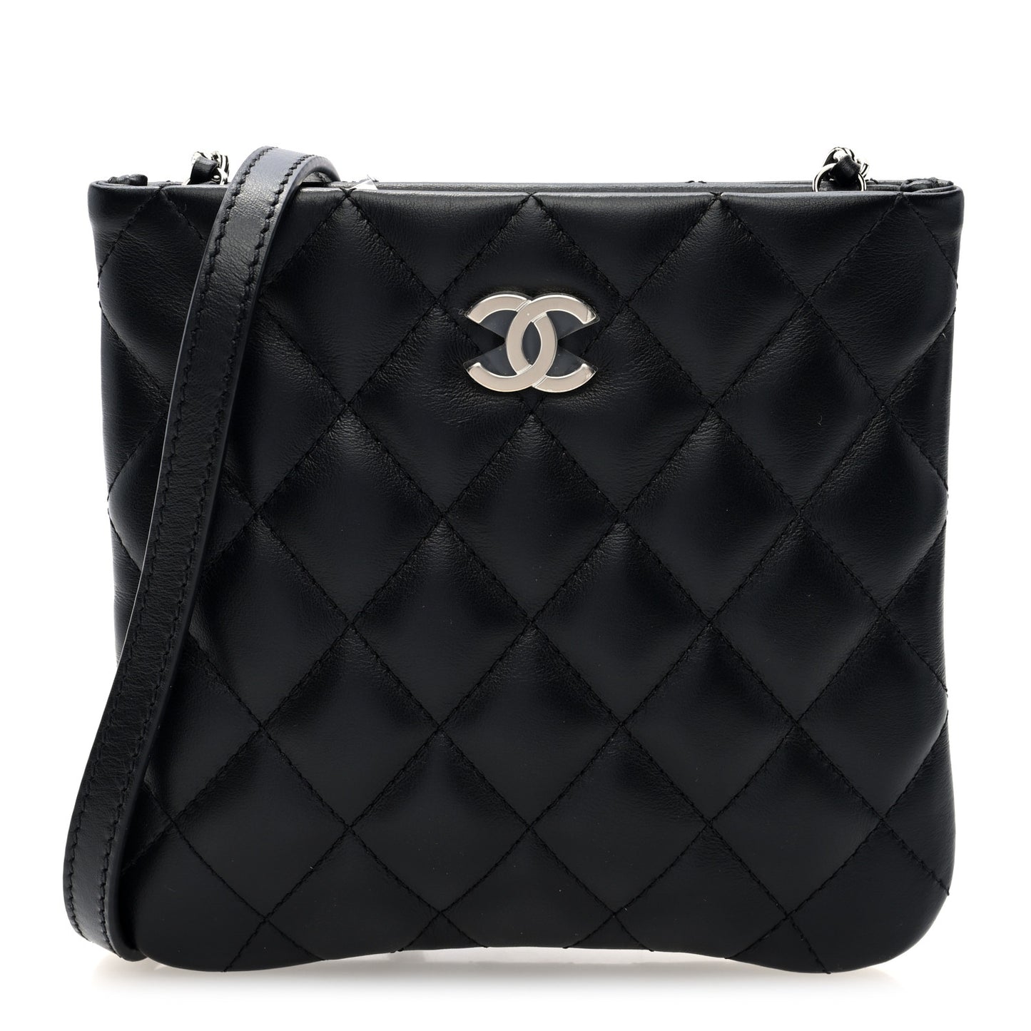 Lambskin Quilted Crossbody Bag Black