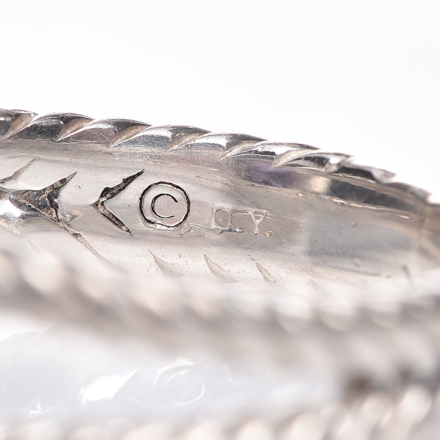 David Yurman Sterling Silver Diamond Amethyst 7mm Petite Albion Ring 55 7.25 5 of 5