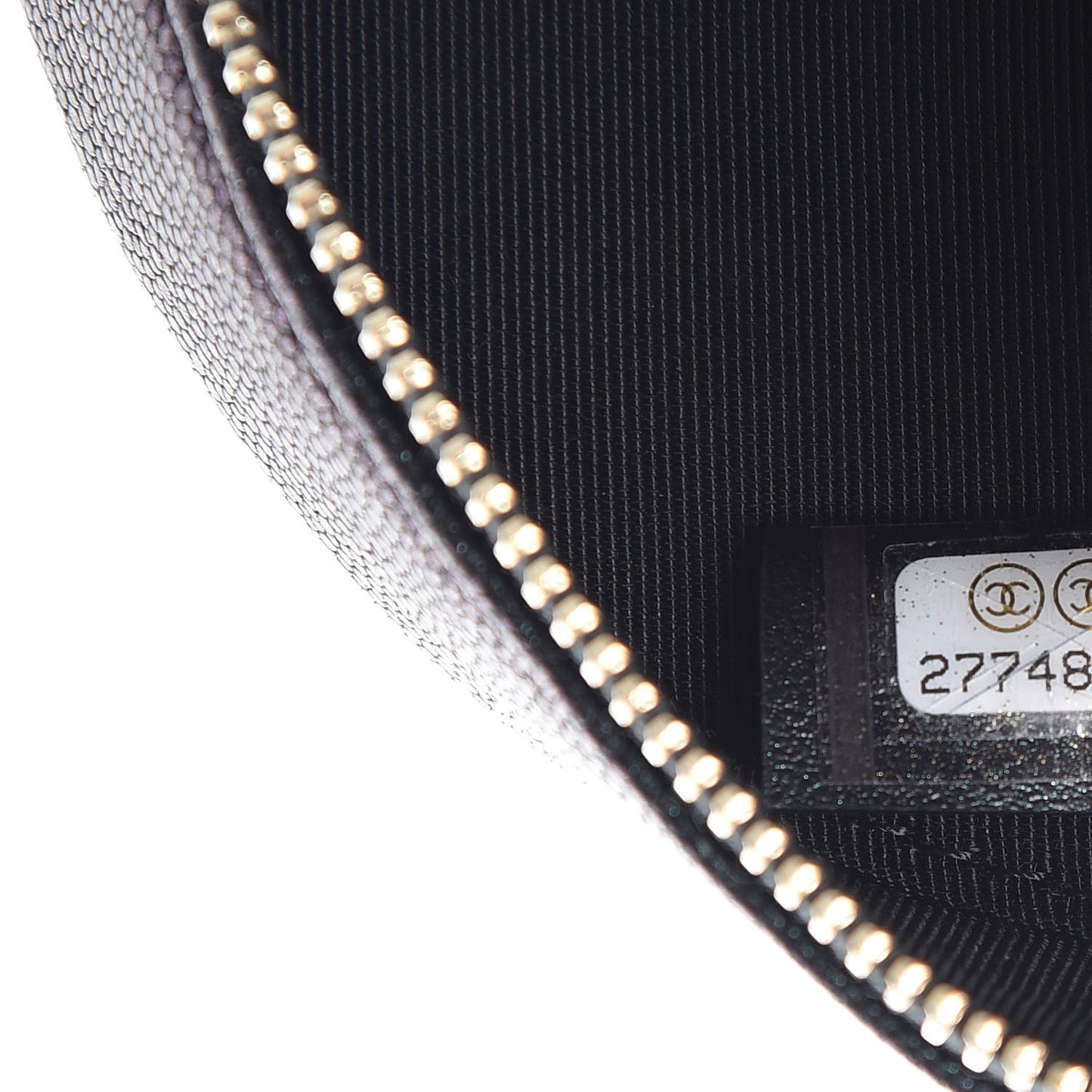Iridescent Caviar Quilted Round Clutch With Chain Black