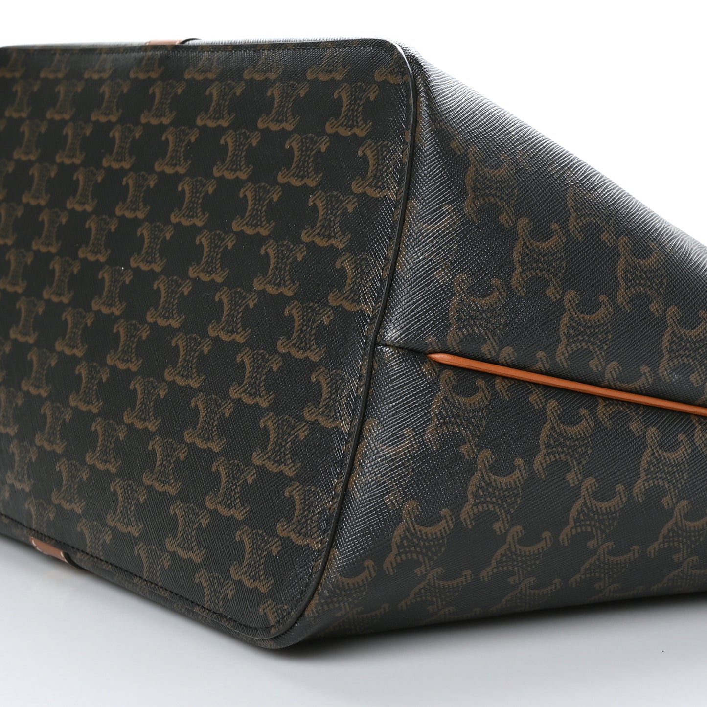 Triomphe Canvas Calfskin Medium Cabas Bag Tan