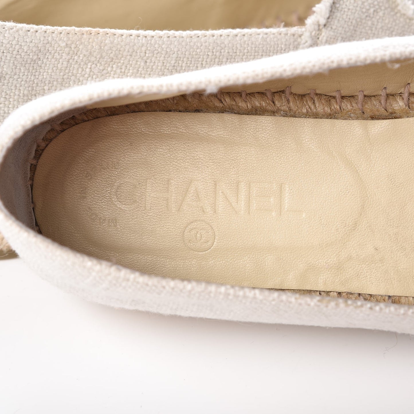 CHANEL Linen CC Espadrilles 40 Beige Black