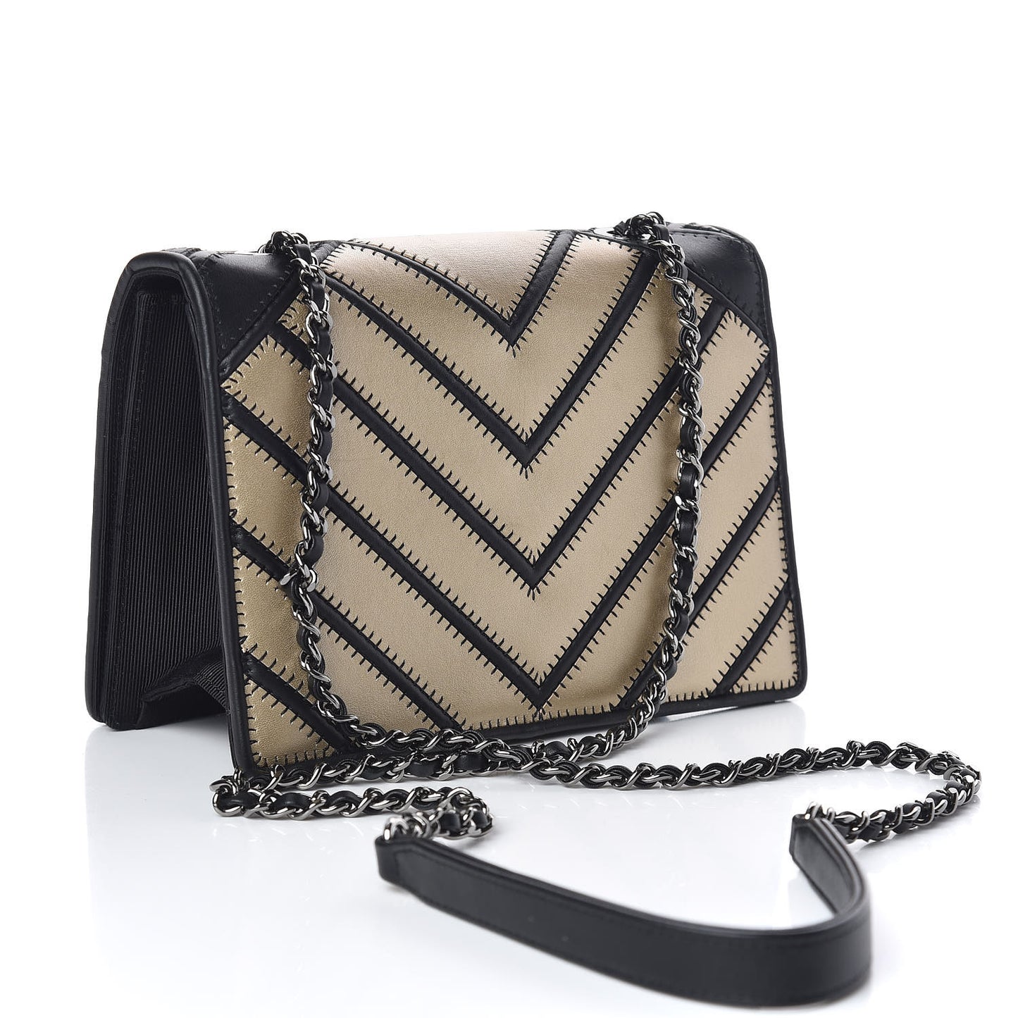 Lambskin Chevron Quilted Small Couture Flap Black Gold