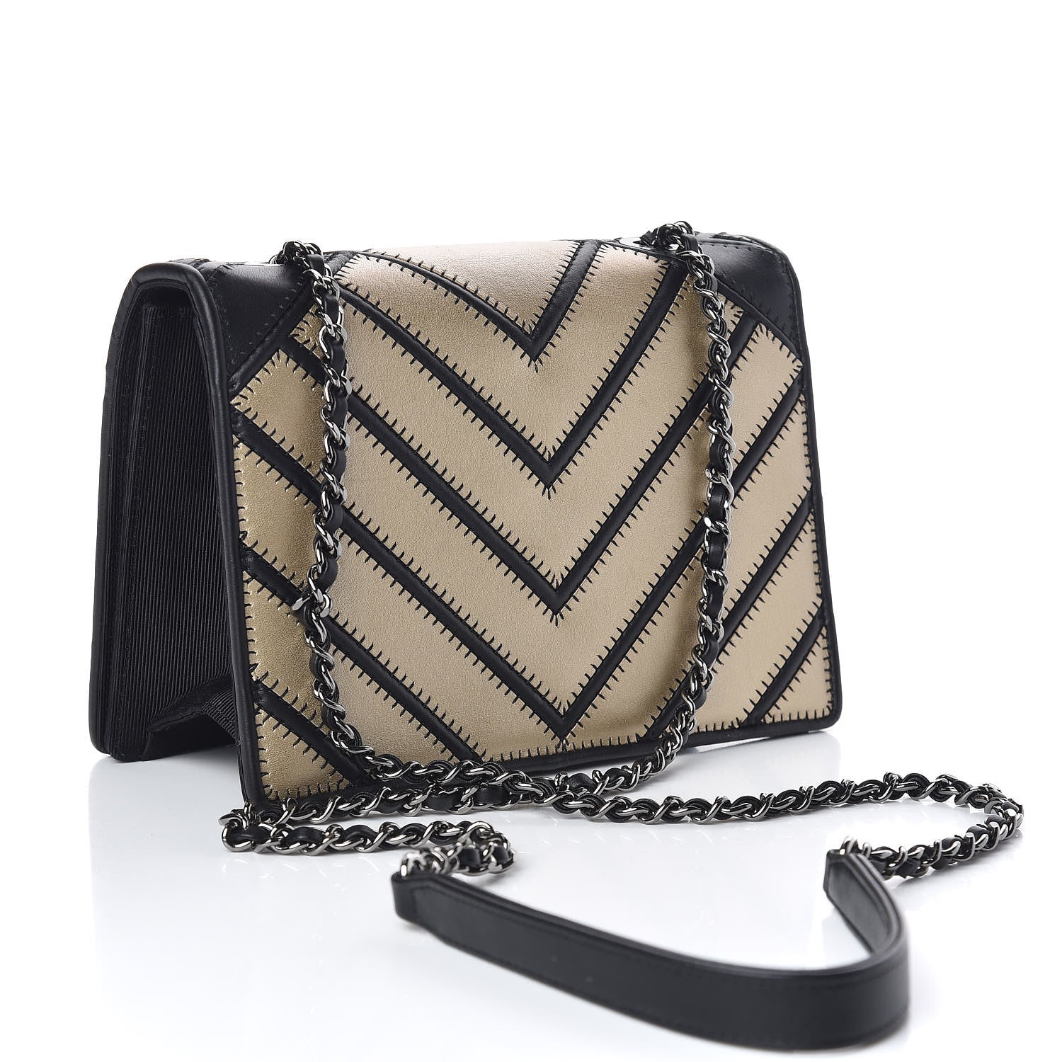 Chanel Lambskin Chevron Quilted Small Couture Flap Black Gold 3 of 10