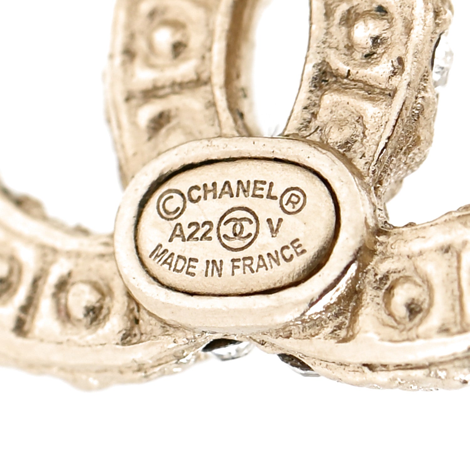 Chanel Pearl Crystal CC Earrings Light Gold 4 of 5