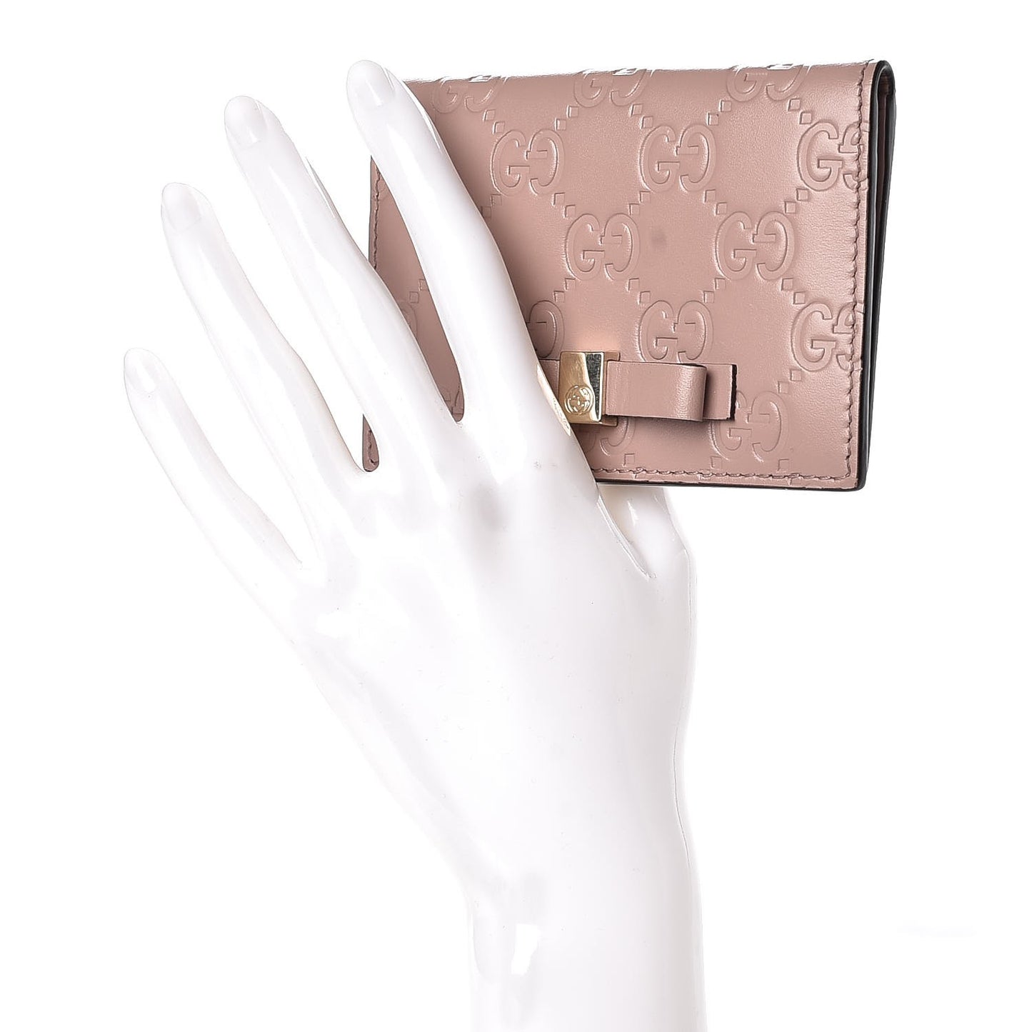 Guccissima Bow Train Pass Case Soft Pink