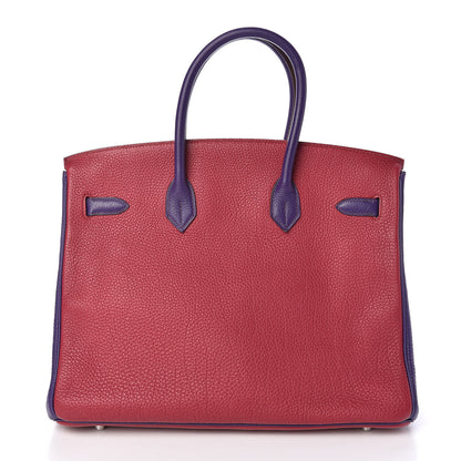 Hermes Togo Bi Color Horseshoe Birkin 35 Iris Rubis 4 of 14