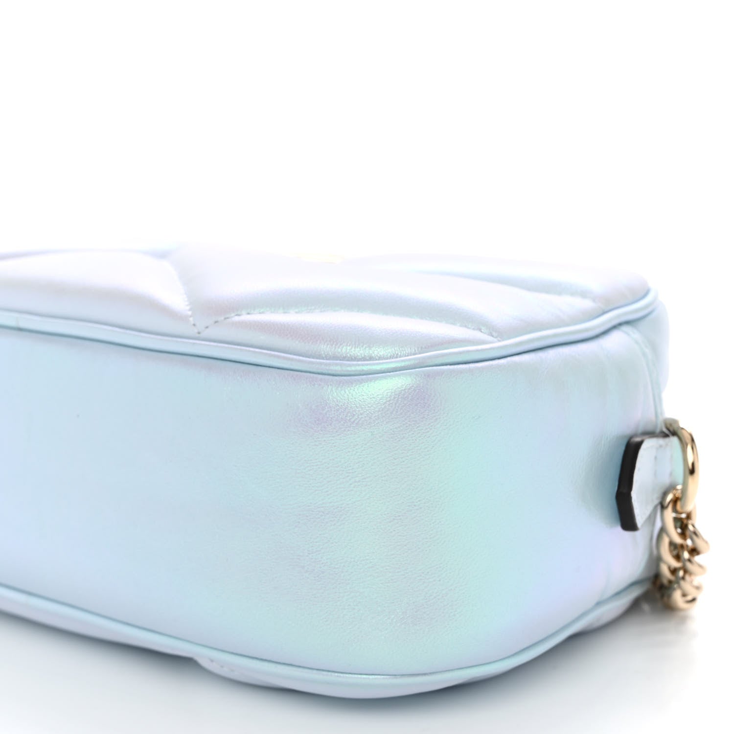 Gucci Iridescent Nappa Chevron Matelasse Small GG Marmont Chain Shoulder Bag Iridescent Snow Light Blue 10 of 10