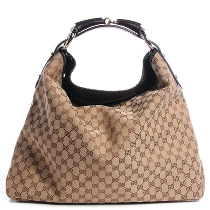 Gucci Monogram Large Horsebit Hobo Brown 1 of 7