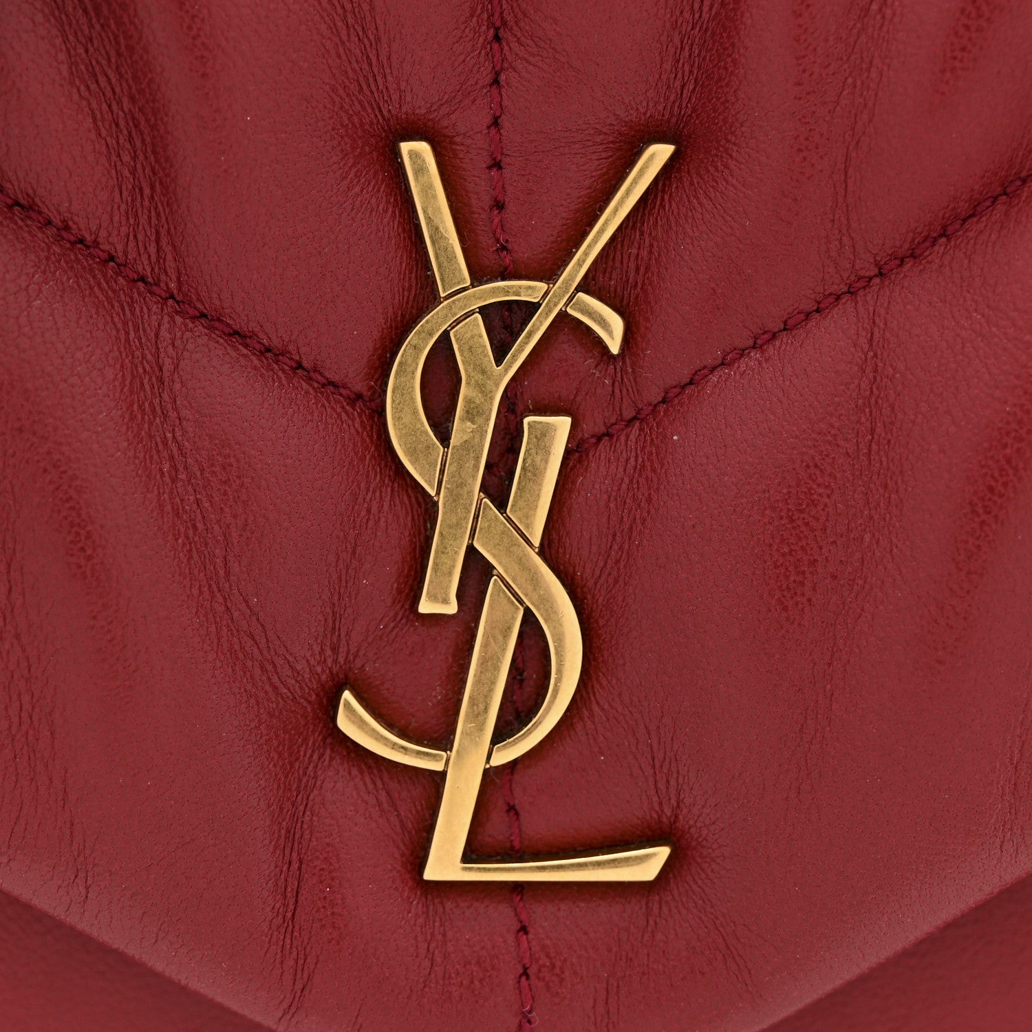 Saint Laurent Lambskin Quilted Toy Loulou Puffer Monogram Chain Satchel Red 13 of 15