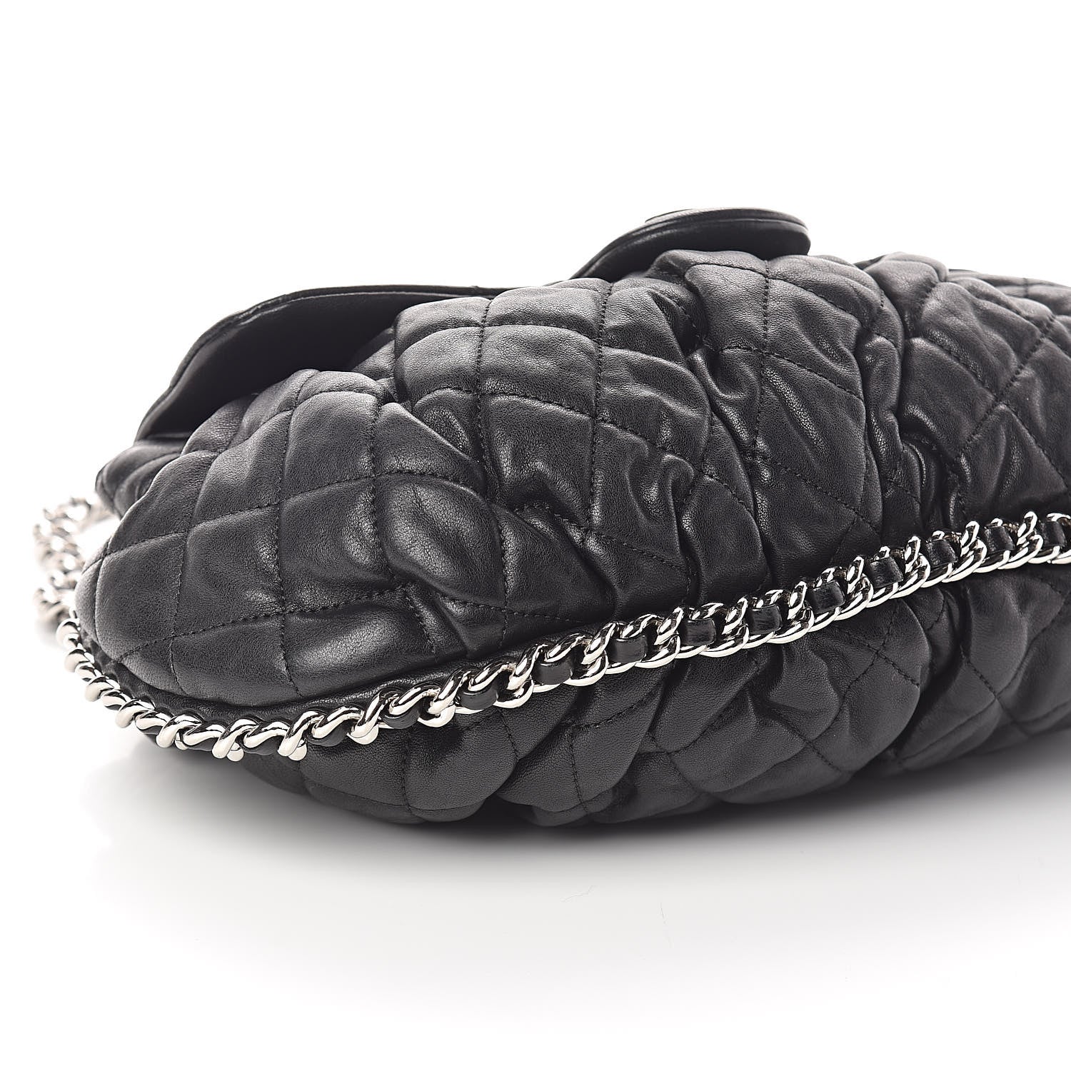 Chanel Washed Lambskin Quilted Medium Chain Around Messenger Black 9 of 10