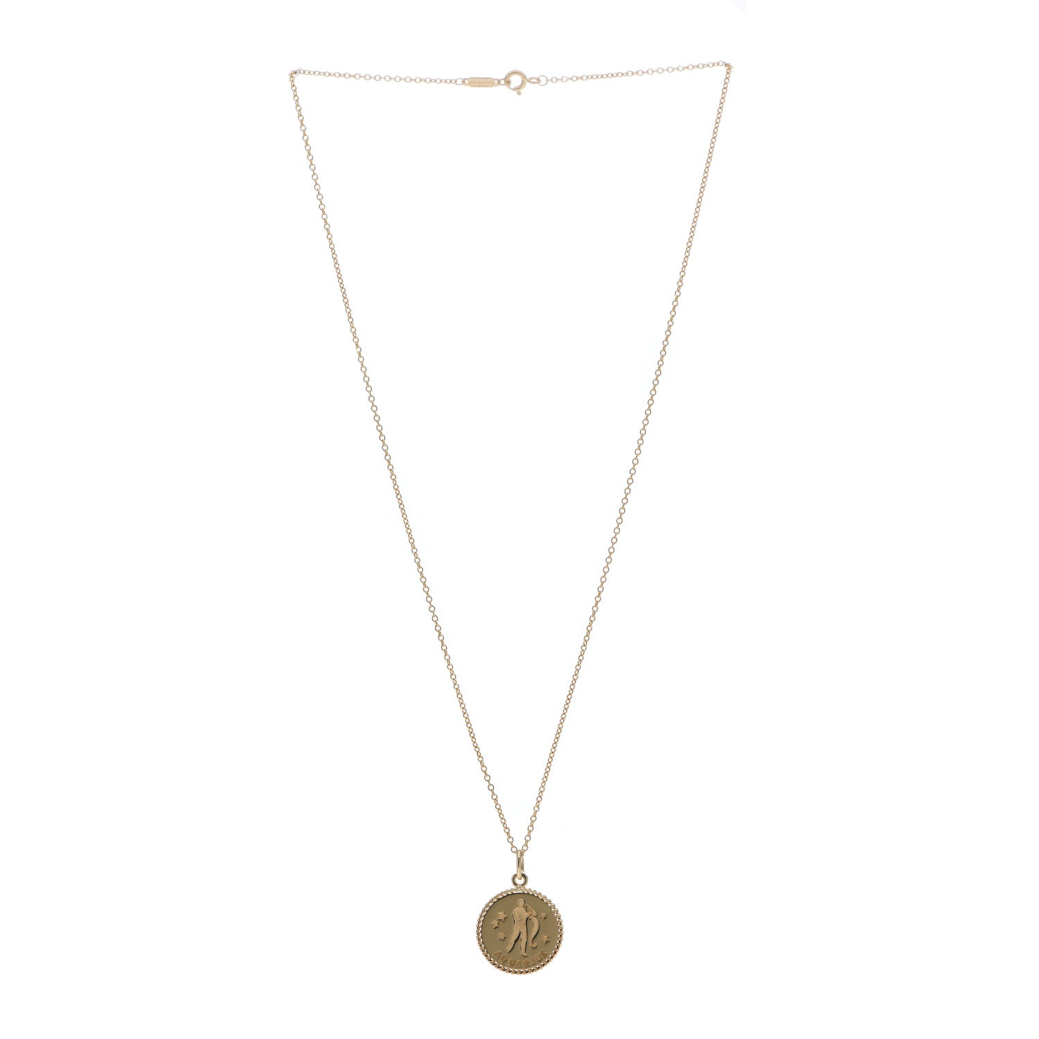 Tiffany 18K Yellow Gold Zodiac Aquarius Pendant Necklace 3 of 7