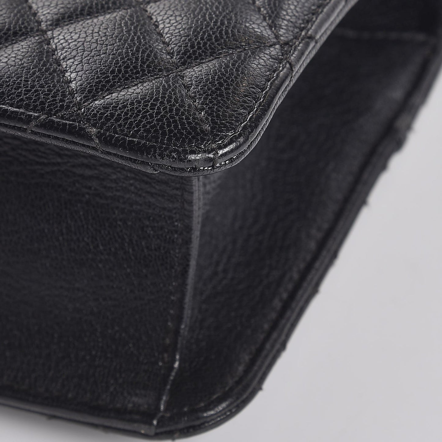Goatskin Quilted Small CC University Top Handle Flap Black