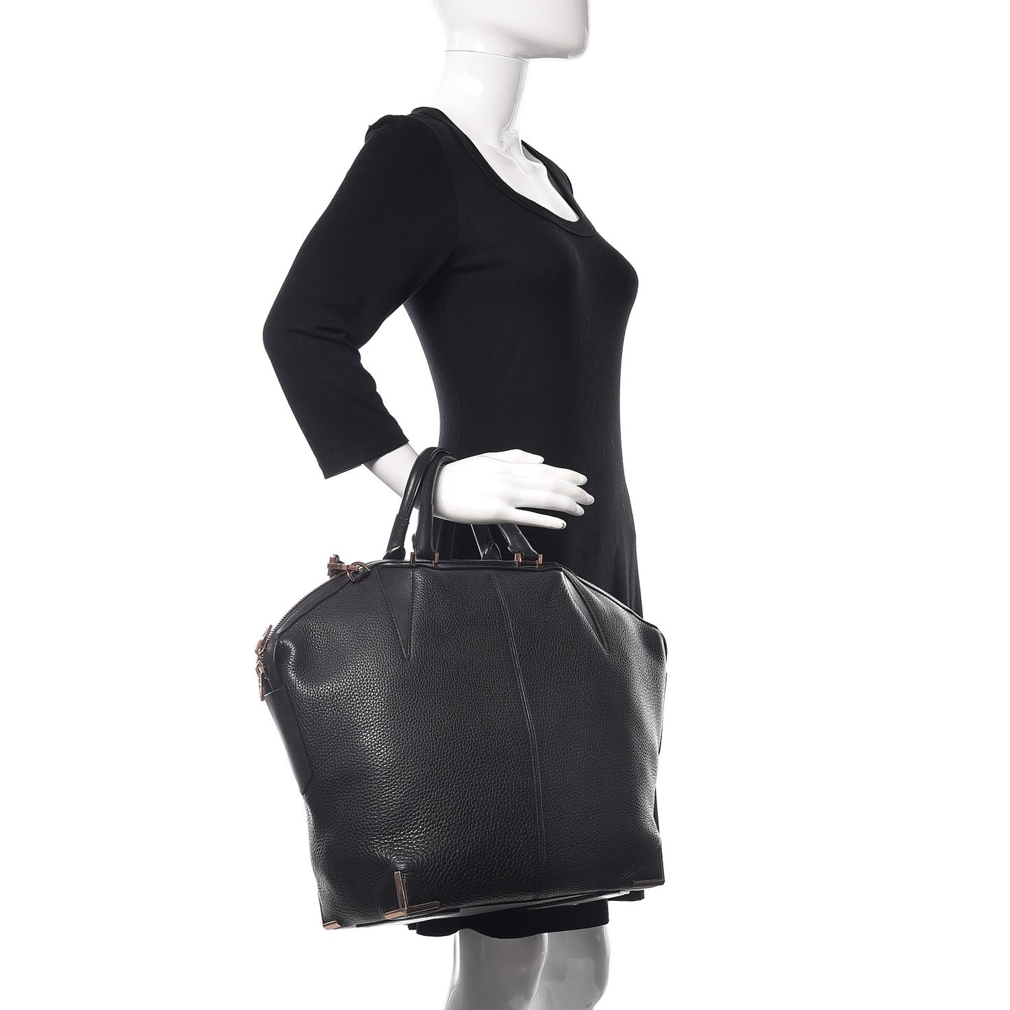 Pebbled Calfskin Large Emile Soft Black Rose Gold Hardware