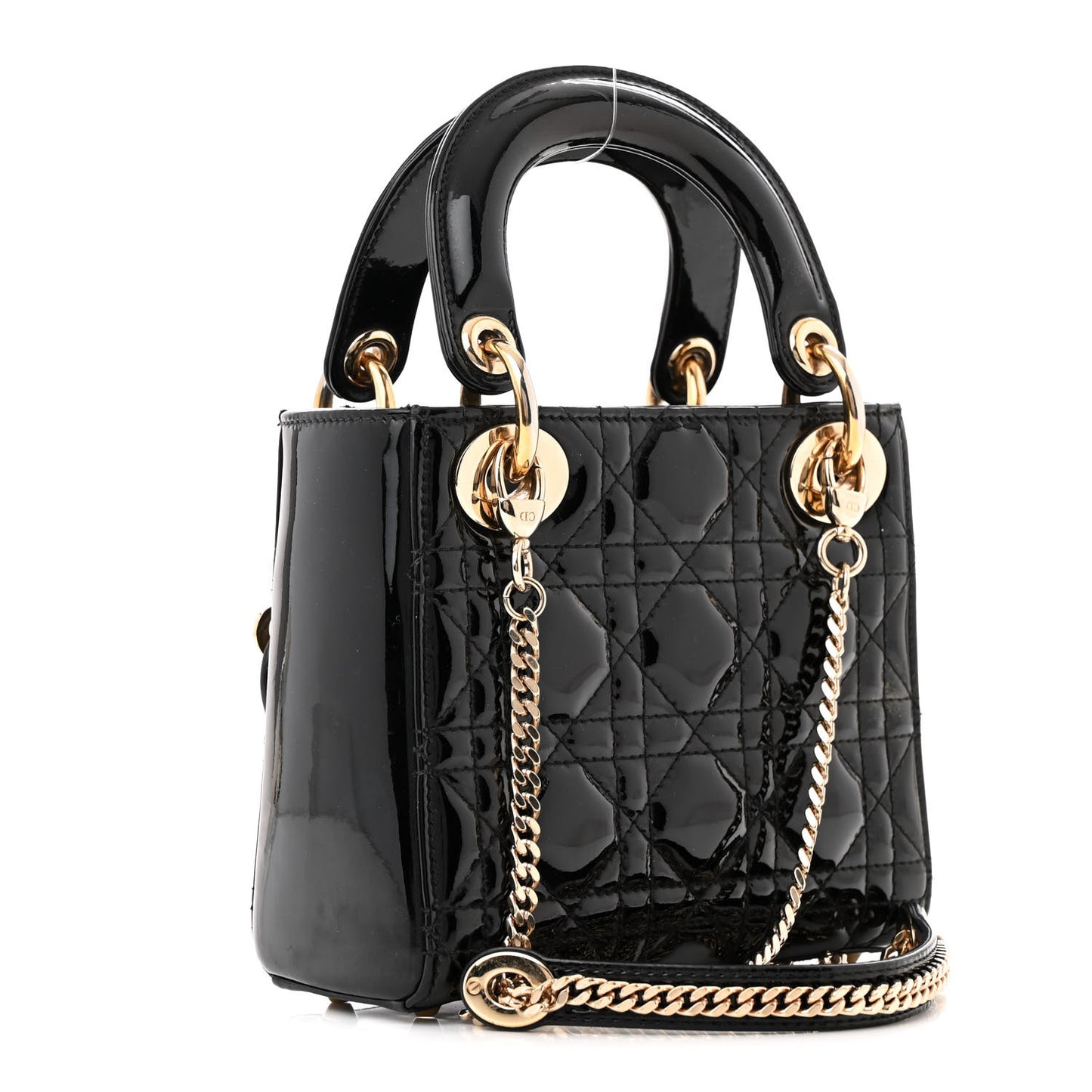 Patent Cannage Mini Lady Dior Black