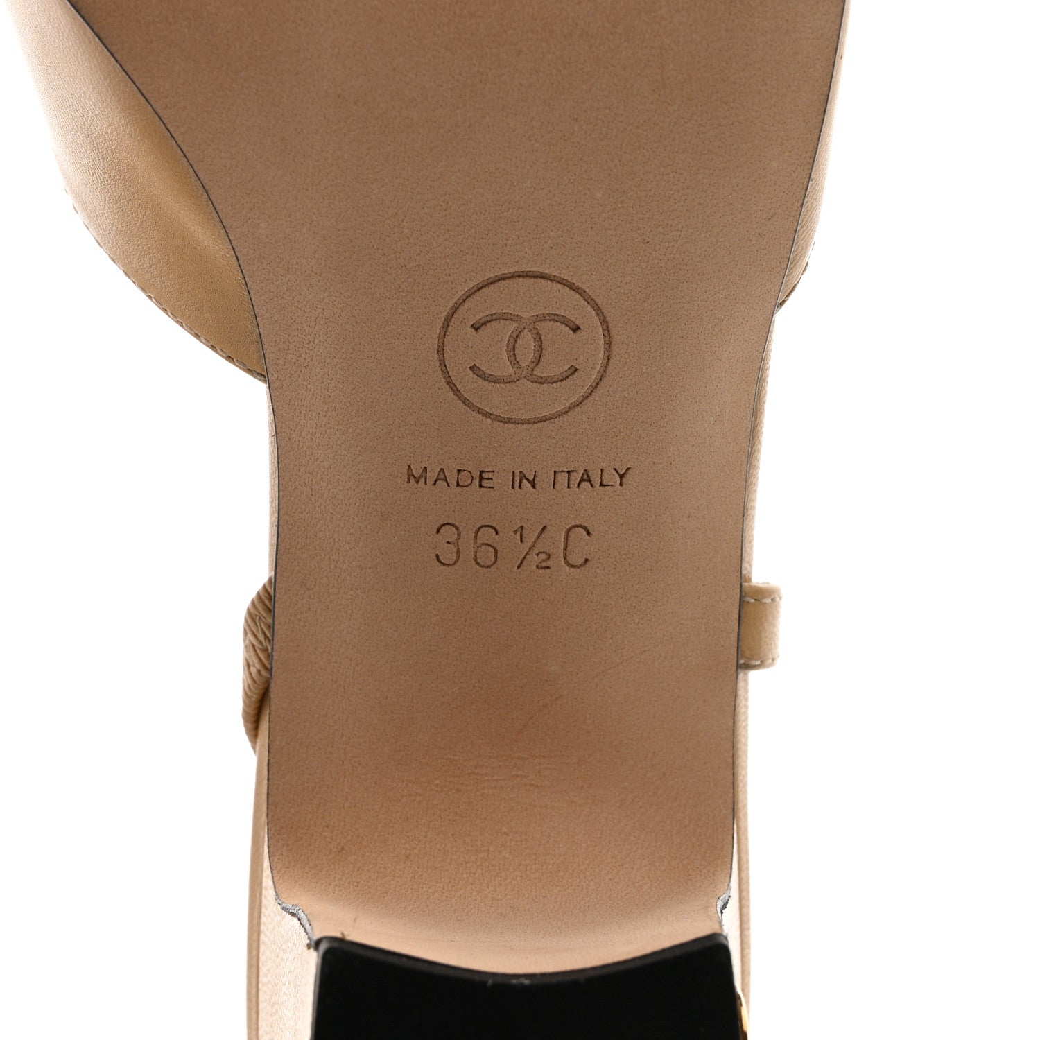 Chanel Goatskin Grosgrain Cap Toe CC Slingback Pumps 36.5 Beige Black 6 of 10