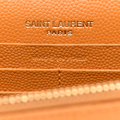 Saint Laurent Grain De Poudre Matelasse Chevron Monogram Chain Wallet Senape Yellow 9 of 11