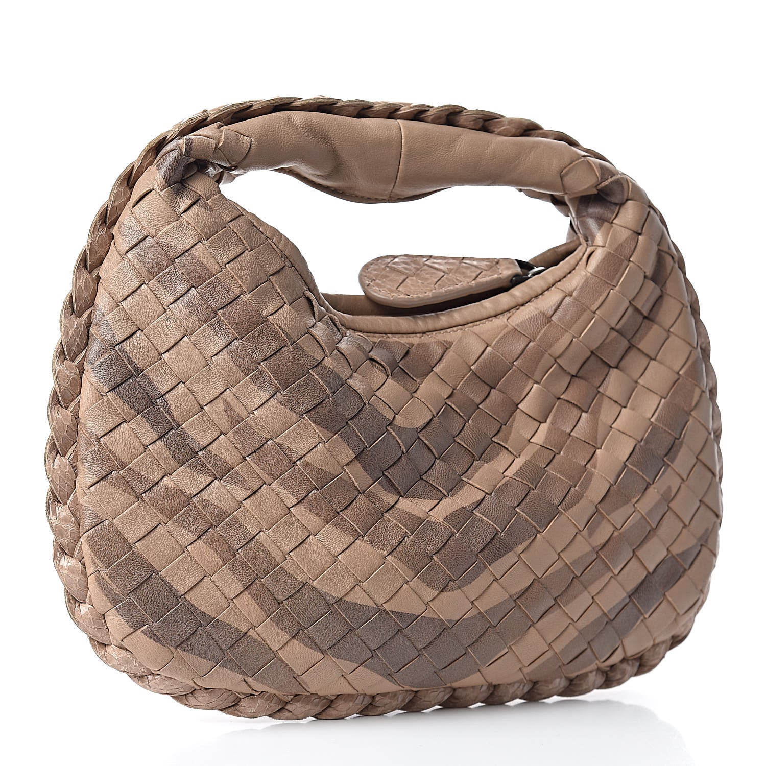 Bottega Veneta Nappa Snakeskin Intrecciato Mini Veneta Tiger Print Hobo Maple 3 of 9