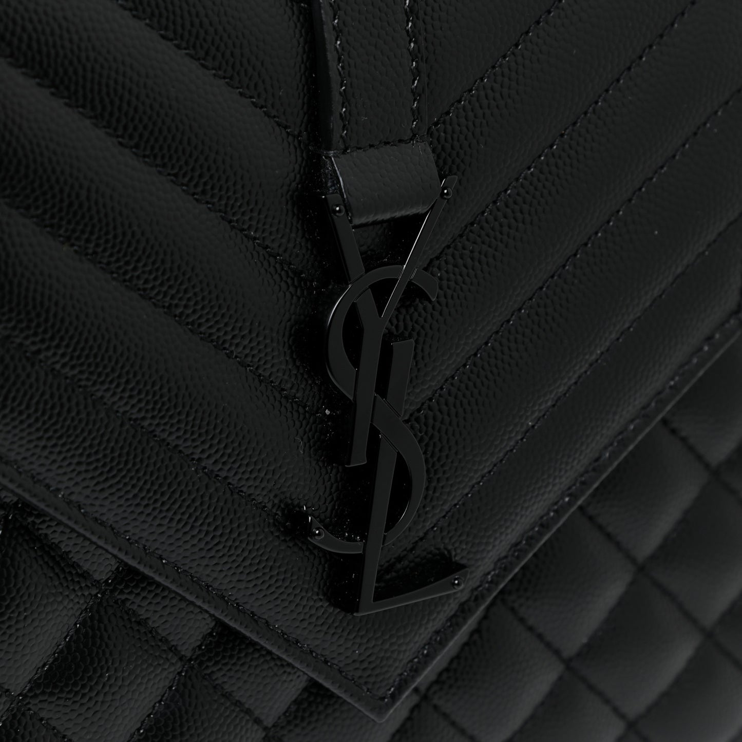 Grain De Poudre Textured Mixed Matelasse Triquilt Medium Monogram Satchel Black