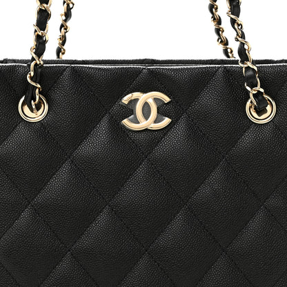 Chanel Caviar Quilted Small Shopping Tote Black 9 of 11