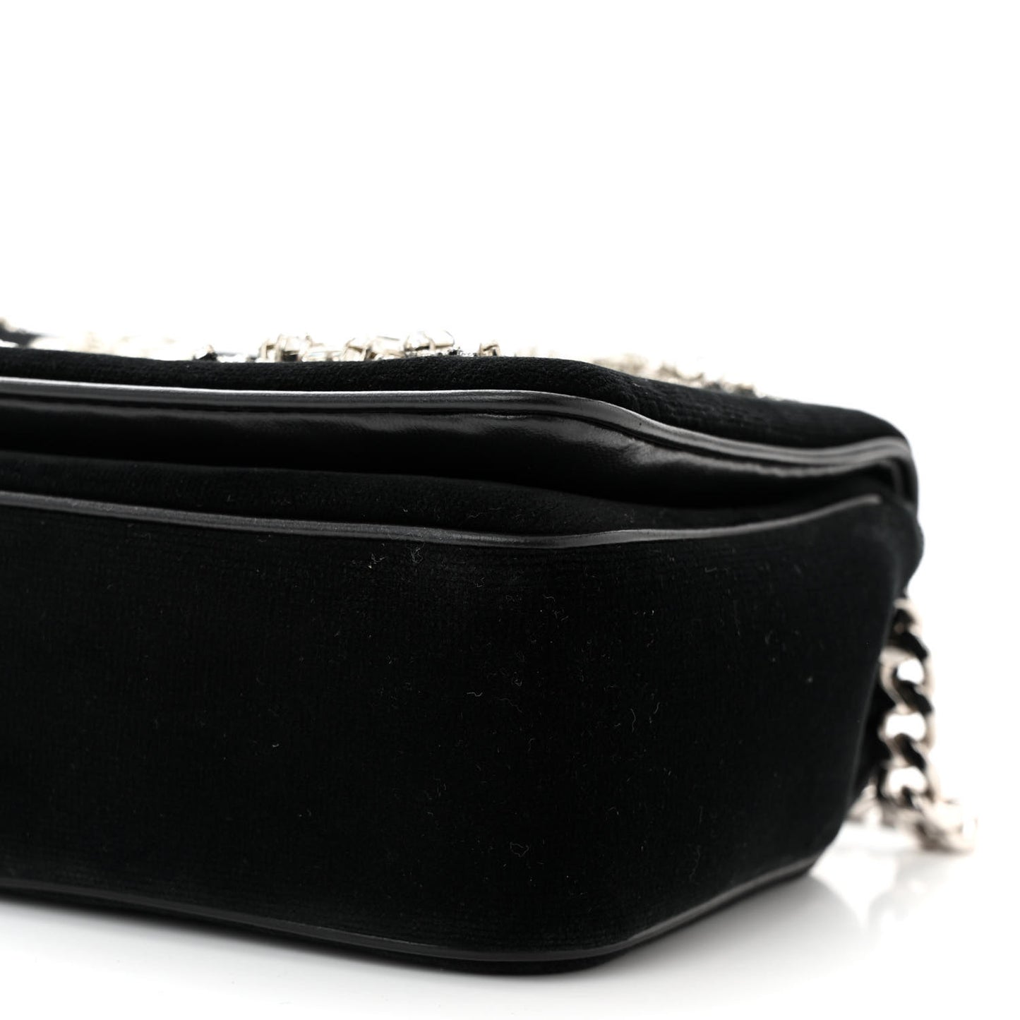 Velvet Crystal Small Lola Bag Black