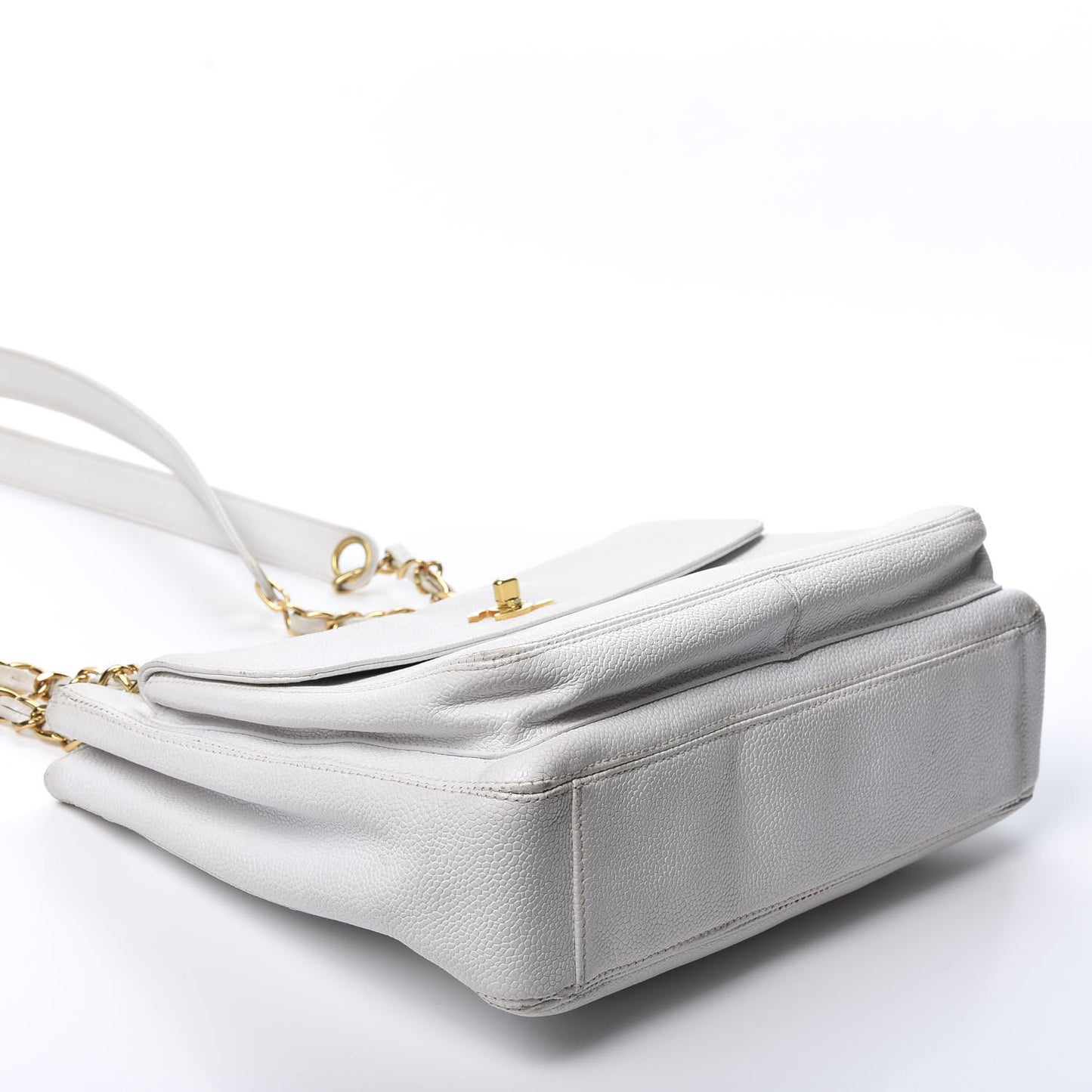 Caviar Flap Shoulder Bag White