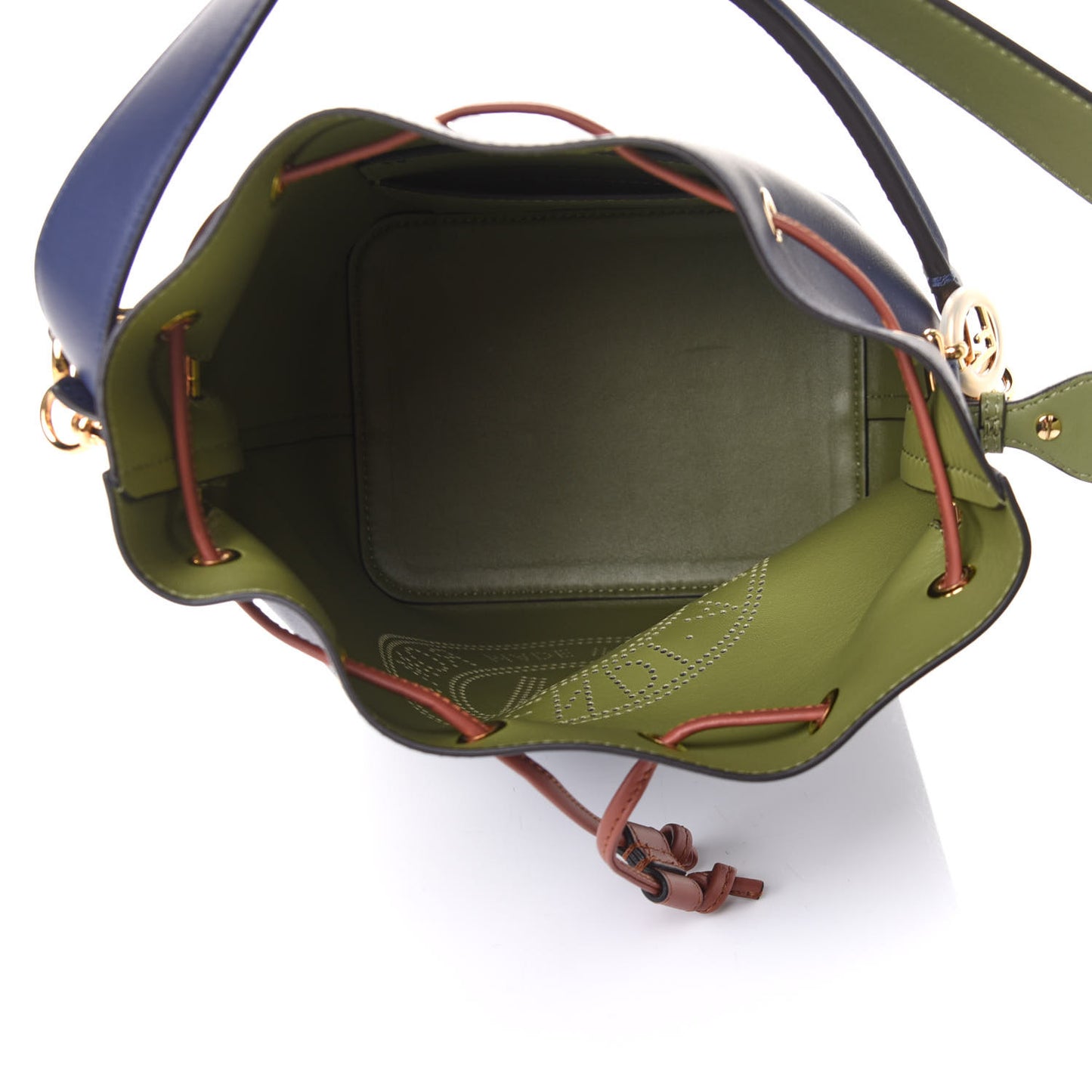 Vitello Grace F is Fendi Stamp Patch Perforated Small Mon Tresor Bucket Bag Blueberry