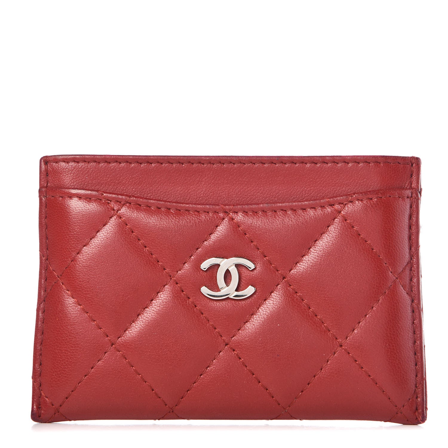 Chanel Lambskin Quilted Card Holder Red 2 of 22