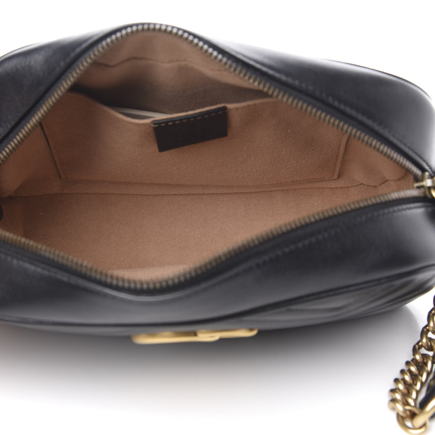 Calfskin Matelasse Small GG Marmont Chain Shoulder Bag Black