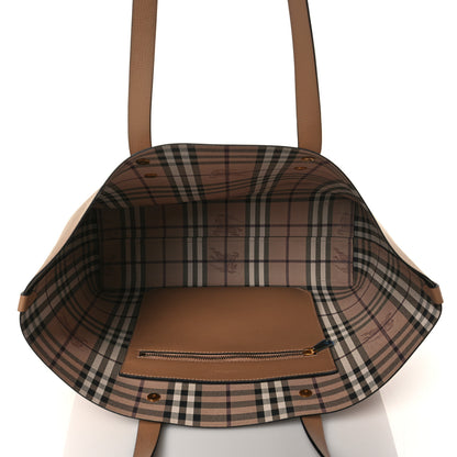 Burberry Grainy Calfskin Haymarket Check Small Reversible Tote Mid Camel 5 of 15