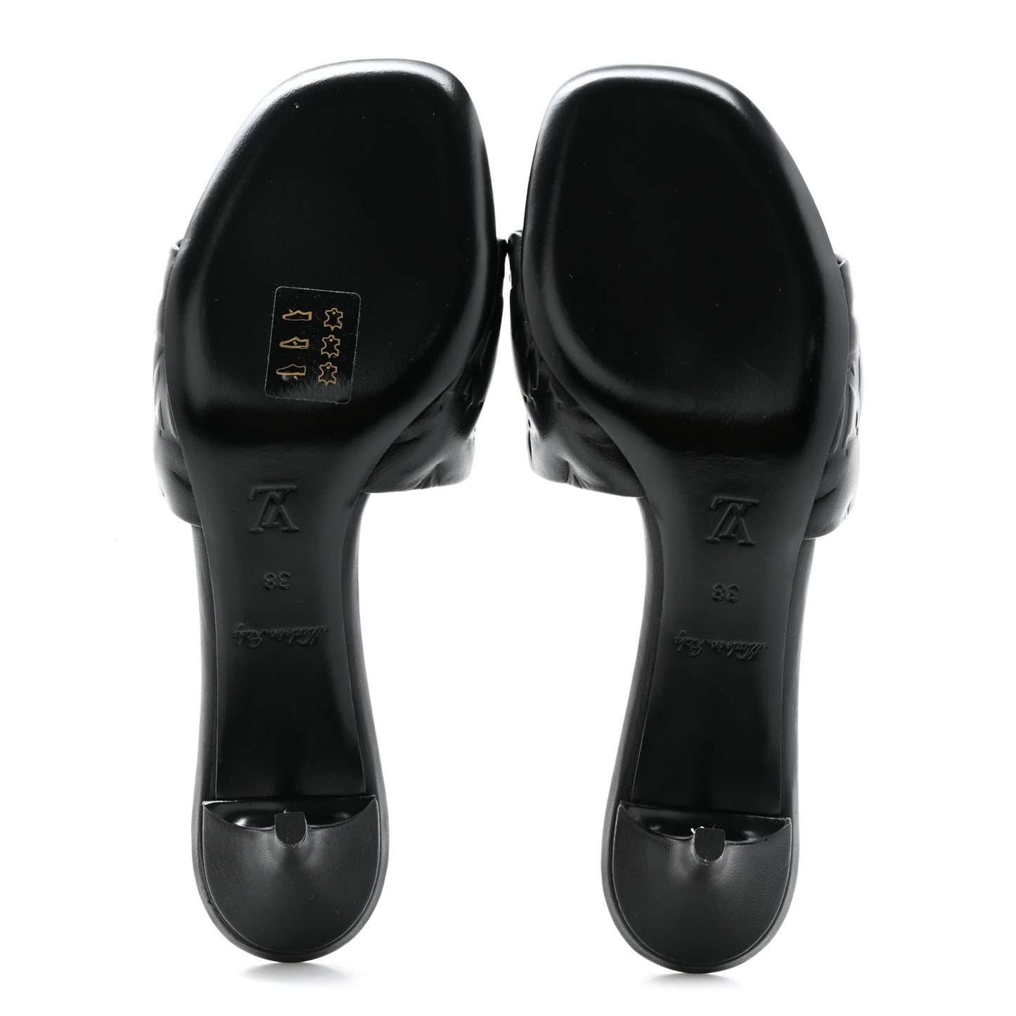 Lambskin Embossed Monogram Revival Mid Heel Mules 38 Black