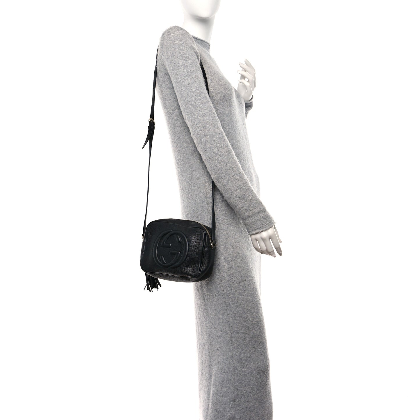 Pebbled Calfskin Small Soho Disco Bag Black