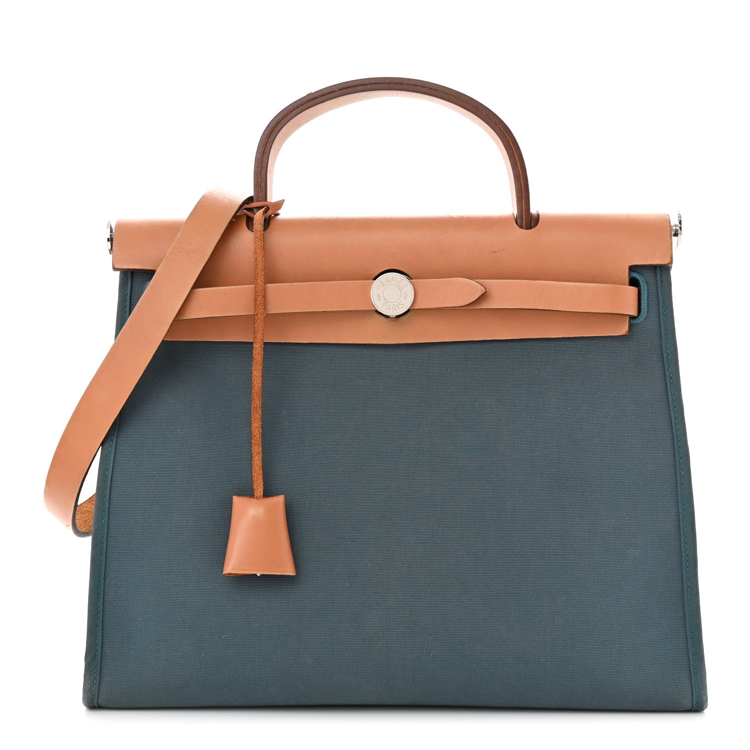 Hermes Vache Hunter Toile Herbag Zip 31 PM Azur Natural 3 of 16