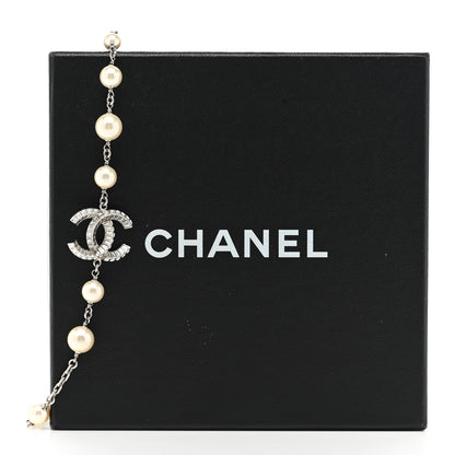 Chanel Pearl Crystal Baguette CC Short Necklace Silver 6 of 6