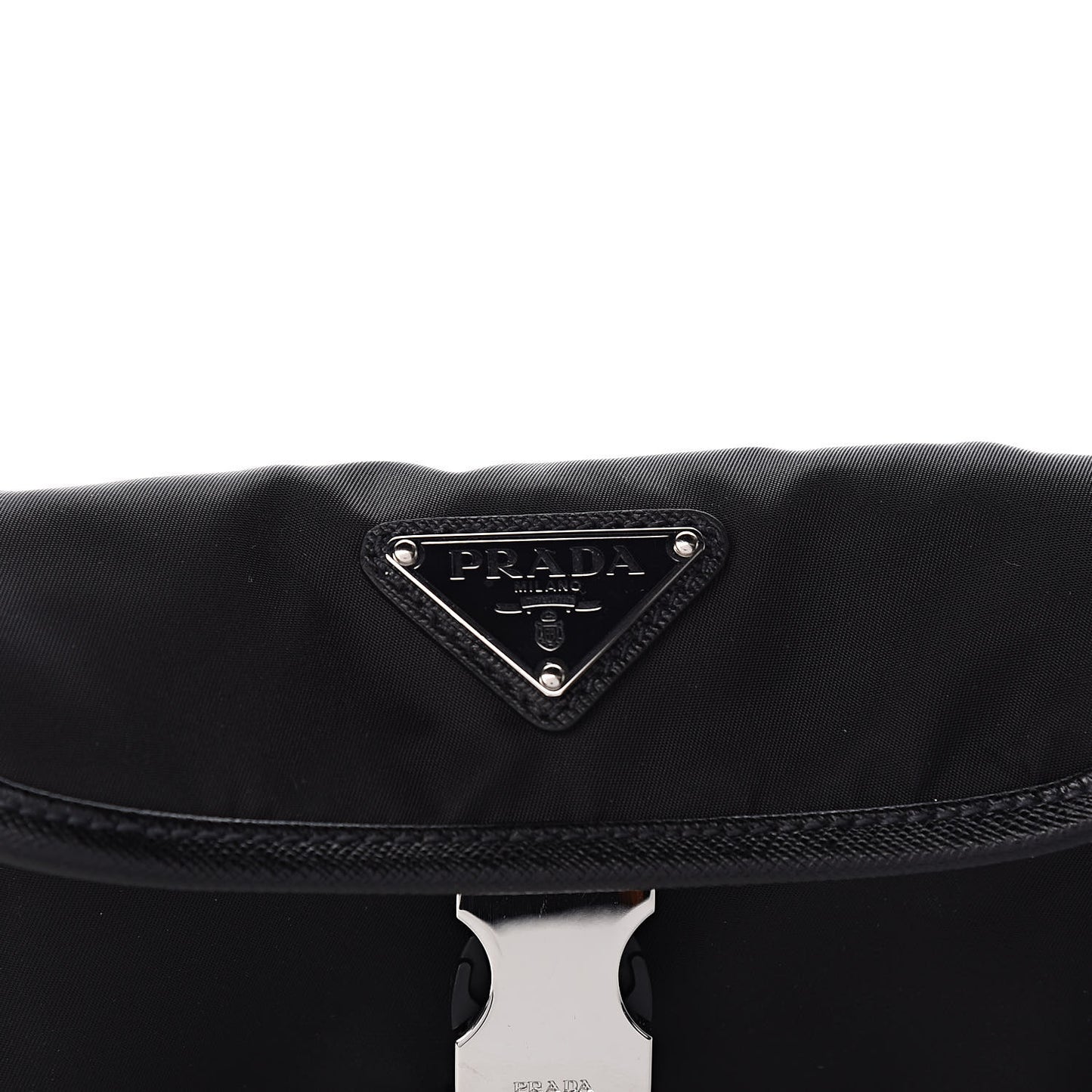 Tessuto Nylon Saffiano Marsupio Triple Pocket Belt Bag Black
