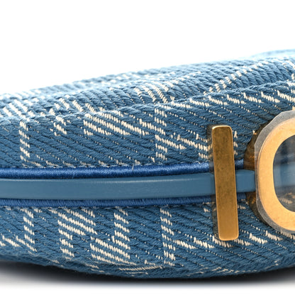 Fendi Denim Effect Fabric Jacquard FF 1974 Nano Fendigraphy Hobo Charm Blue White 9 of 10