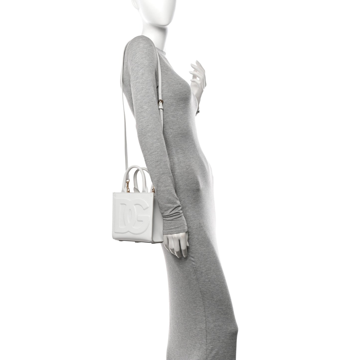 Calfskin Small DG Daily Shopper Tote White